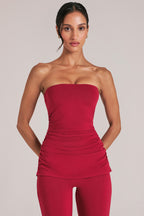 Chic Bandeau Longline Top in Cherry Red