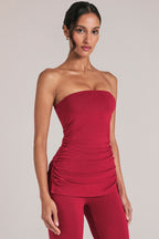 Chic Bandeau Longline Top in Cherry Red