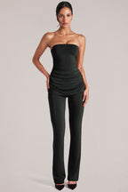 Chic Mid-Rise Fitted Trousers in Black
