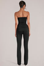 Chic Mid-Rise Fitted Trousers in Black