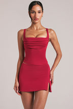 Chic Square-Neck Top in Cherry Red