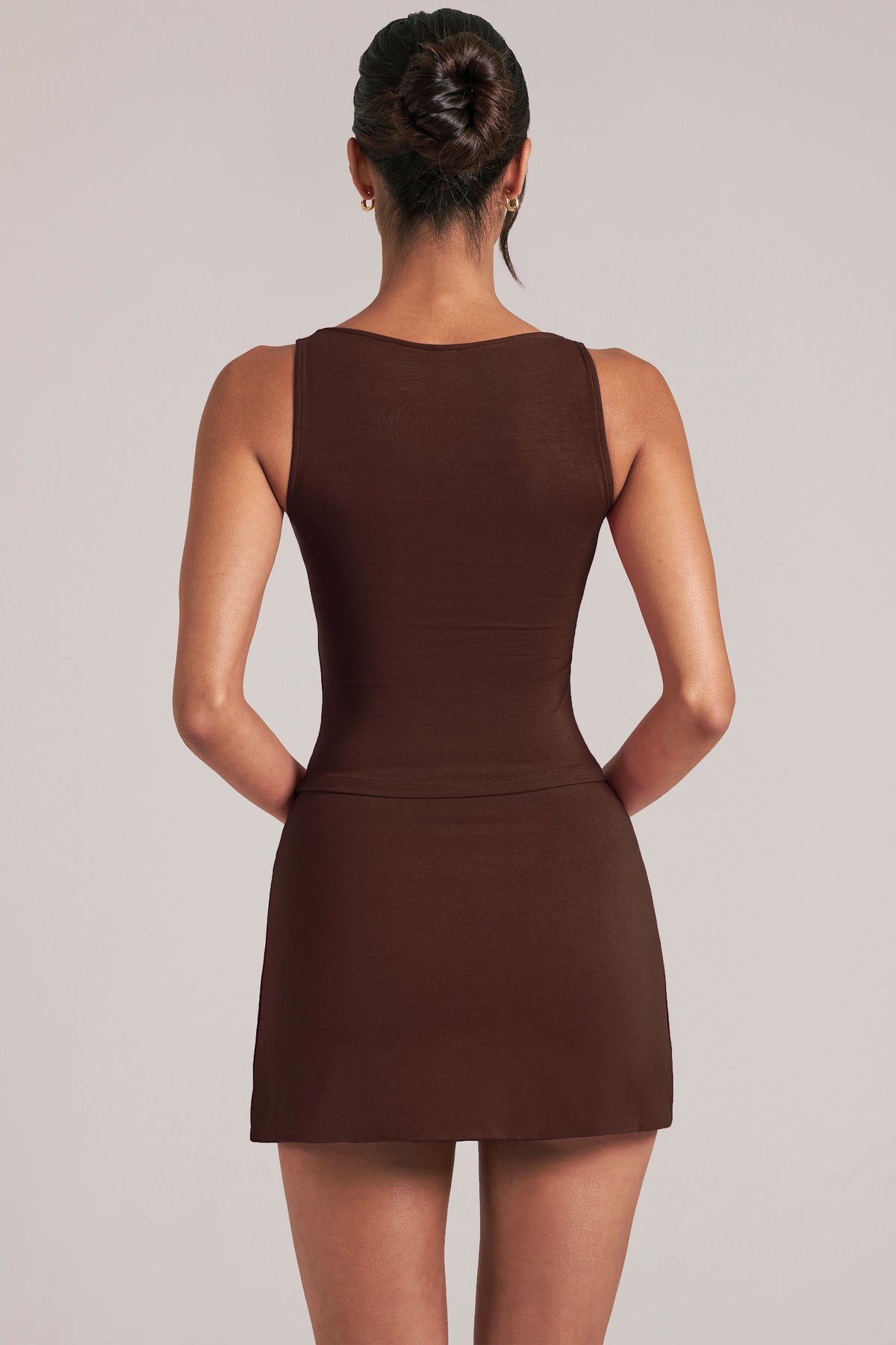 Chic Square-Neck Top in Chocolate Brown