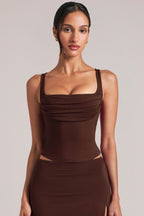 Chic Square-Neck Top in Chocolate Brown
