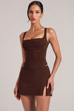 Chic Square-Neck Top in Chocolate Brown