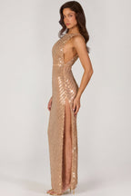 Chic Embellished Maxi Dress in Gold