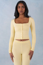 Chic Knit Long-Sleeve Cardigan in Butter Yellow