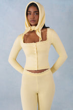 Chic Knit Long-Sleeve Cardigan in Butter Yellow