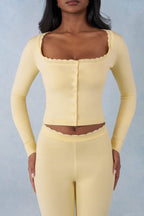 Chic Knit Long-Sleeve Cardigan in Butter Yellow