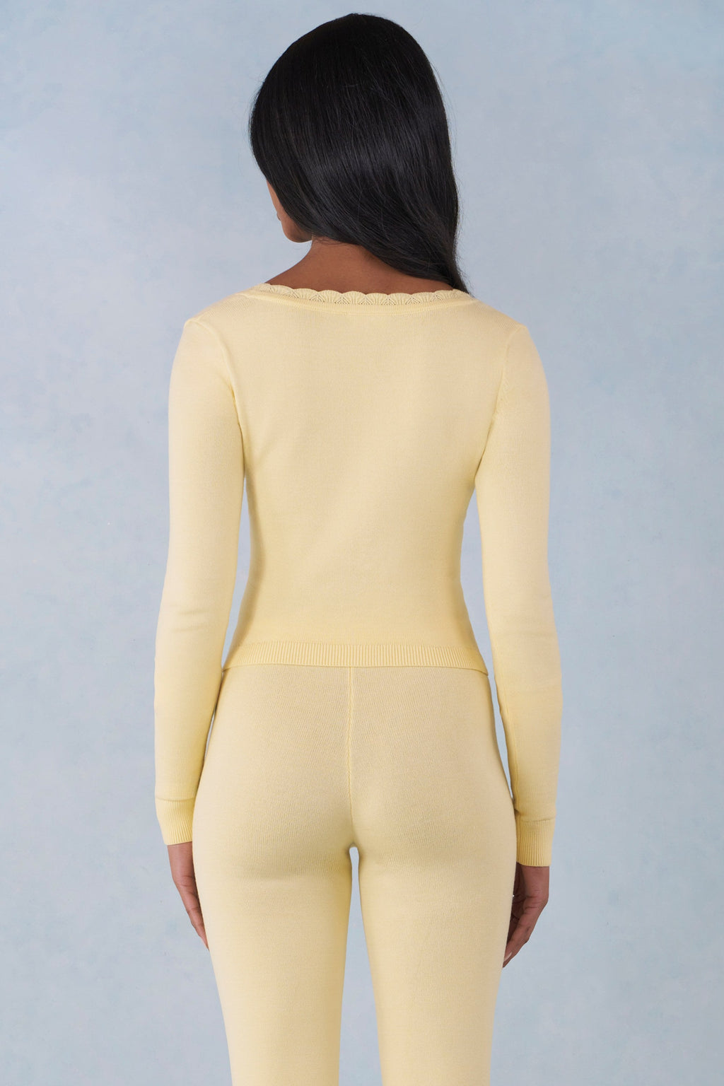 Chic Knit Long-Sleeve Cardigan in Butter Yellow
