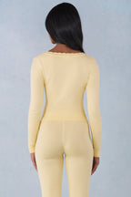 Chic Knit Long-Sleeve Cardigan in Butter Yellow