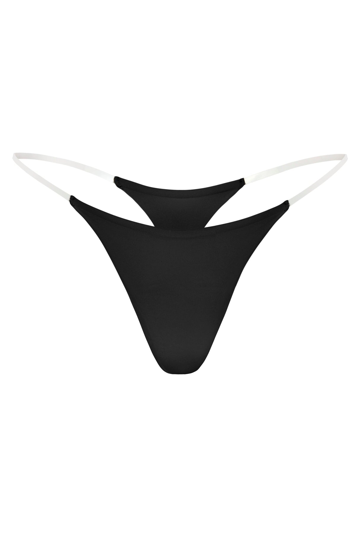 Chic Seamless Knit Clear Strap Thong in Black