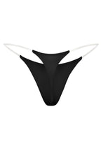 Chic Seamless Knit Clear Strap Thong in Black