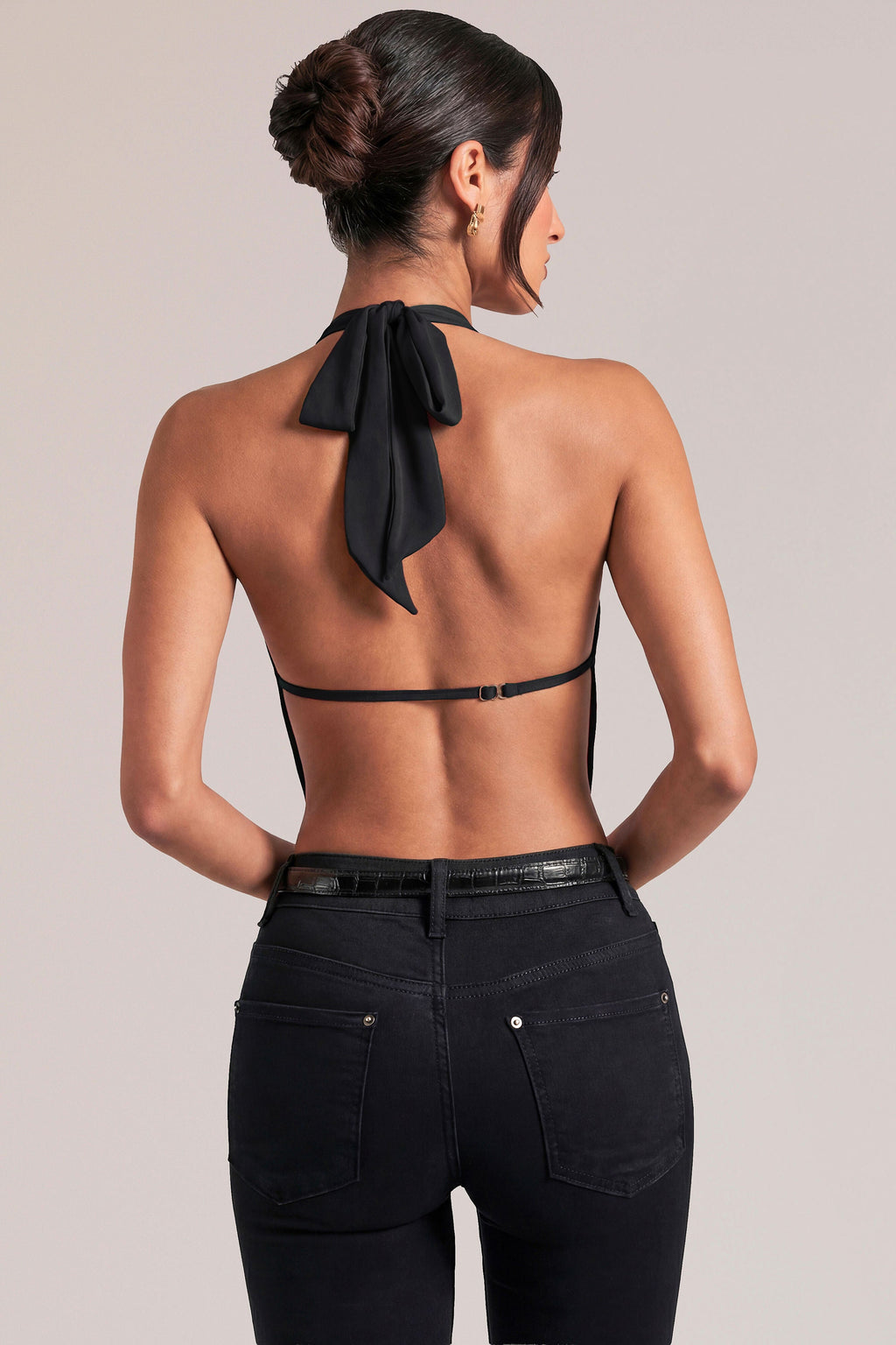 Chic Draped Cowl Top in Black