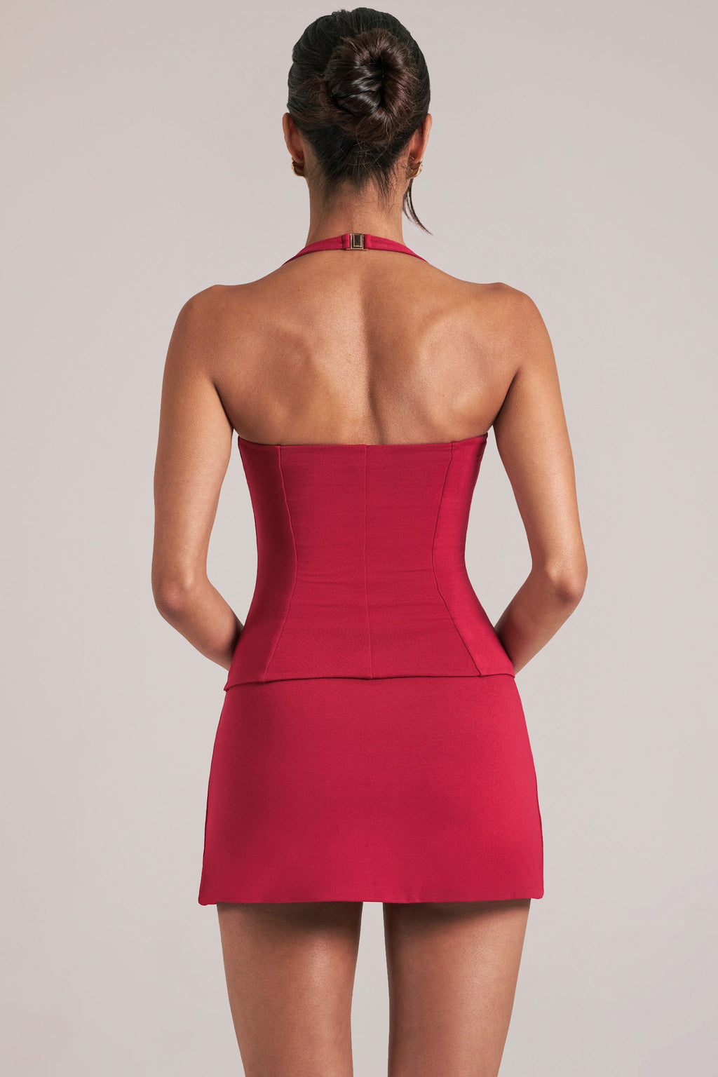 Chic Longline Halterneck Top in Cherry Red