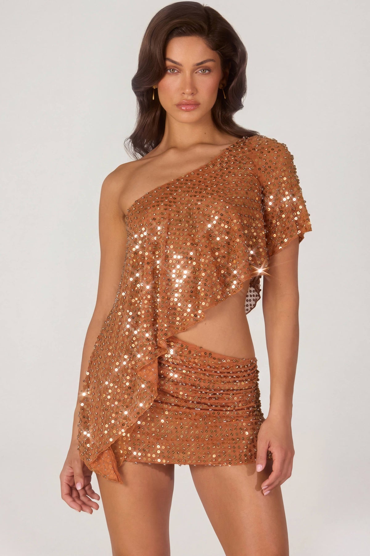Chic Embellished Micro Mini Skirt in Bronze