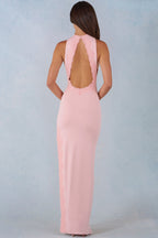 Chic Modal Halterneck Maxi Dress in Blush Pink