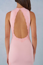 Chic Modal Halterneck Maxi Dress in Blush Pink