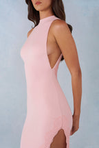Chic Modal Halterneck Maxi Dress in Blush Pink