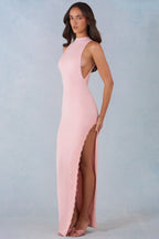 Chic Modal Halterneck Maxi Dress in Blush Pink