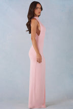 Chic Modal Halterneck Maxi Dress in Blush Pink