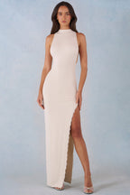 Chic Modal Halterneck Maxi Dress in Ivory