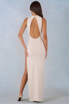 Chic Modal Halterneck Maxi Dress in Ivory