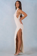 Chic Modal Halterneck Maxi Dress in Ivory