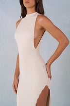 Chic Modal Halterneck Maxi Dress in Ivory