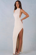 Chic Modal Halterneck Maxi Dress in Ivory