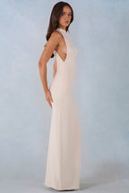 Chic Modal Halterneck Maxi Dress in Ivory
