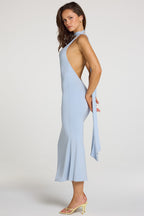 Chic Modal Halterneck Midaxi Dress in Light Blue