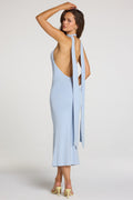 Chic Modal Halterneck Midaxi Dress in Light Blue