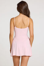 Chic Modal Lace-Trim Mini Dress in Baby Pink