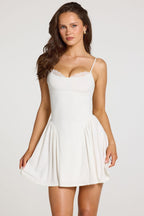 Chic Modal Lace-Trim Mini Dress in White