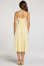 Chic Modal Lace-Trim Midaxi Dress in Pastel Yellow