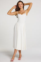 Chic Modal Lace-Trim Midaxi Dress in White