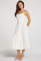 Chic Modal Lace-Trim Midaxi Dress in White