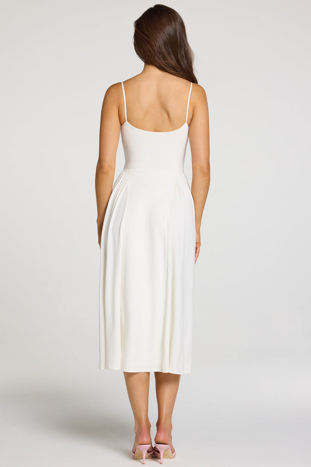 Chic Modal Lace-Trim Midaxi Dress in White
