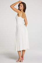 Chic Modal Lace-Trim Midaxi Dress in White