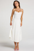 Chic Modal Lace-Trim Midaxi Dress in White