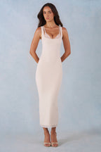 Chic Modal Lace-Trim Midaxi Dress in Ivory