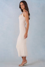 Chic Modal Lace-Trim Midaxi Dress in Ivory