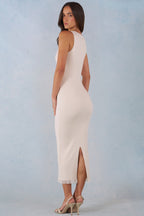 Chic Modal Lace-Trim Midaxi Dress in Ivory