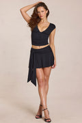 Chic Mid-Rise Skort in Black