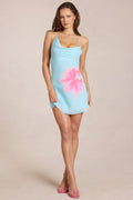 Chic Chiffon Mini Dress in Blue Floral Print