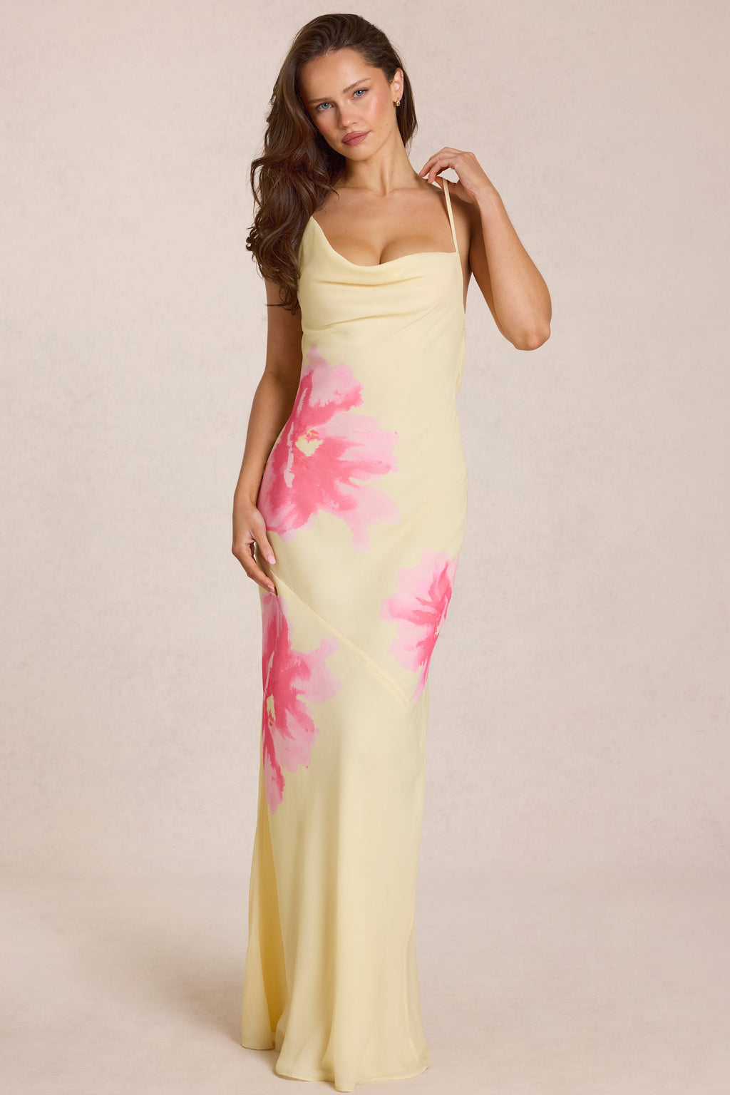 Chic Chiffon Maxi Dress in Yellow Floral Print