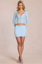 Chic Lace Mini Skirt in Powder Blue