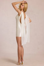 Chic Draped Mini Dress in Pearl
