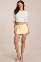 Chic Denim Low-Rise Skort in Lemon Yellow