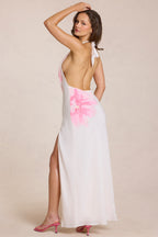 Chic Chiffon Maxi Dress in White Floral Print